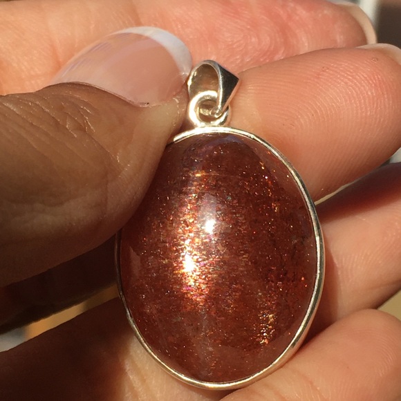 HIGH QUALITY Genuine Sunstone Pendant - 925 Silver - Large Stone - Picture 3 of 11